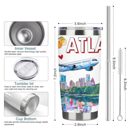 Image of City Travel Mug for City Lover,20oz Double Wall Tumbler Vacuum Insulated Stainless Steel Coffee Cups (Atlanta)