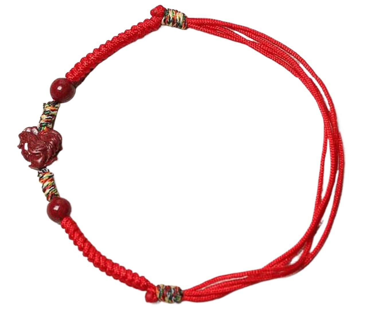 Pulsera de Piedras Preciosas Naturales, cinabrio, Amuleto de Animal del zodíaco de la Suerte, Cuerda Tejida Hecha a Mano, Hilo Rojo, atraer relación romántica, Dinero, Prosperidad, Suerte, Pulsera,