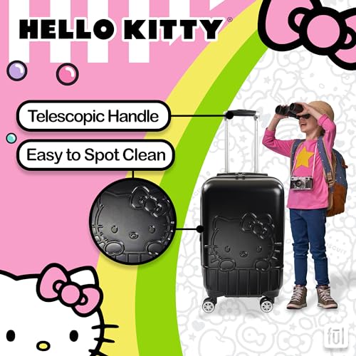 ful Hello Kitty Carry On Luggage, Molded Hardshell Rolling Suitcase with Spinner Wheels, Black, 21 Inch4