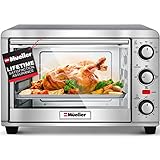 Mueller AeroHeat Convection Toaster Oven, 8 Slice, Broil, Toast, Bake, Stainless Steel Finish, Timer, Auto-Off - Sound Alert, 3 Rack Position, Removable Crumb Tray, Accessories and Recipes