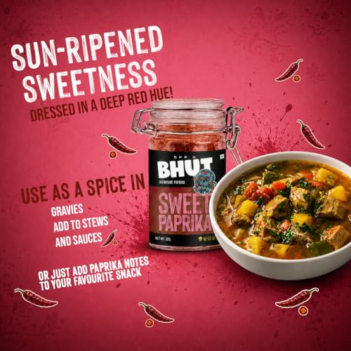 Image of Sprig Sweet Paprika | From Sun-Ripened Sweet Paprika Pods| 100% Pure | No artificial colours, flavours, fillers or preservatives |Garnish, Season, make spice rubs or marinades | Jar - 30g