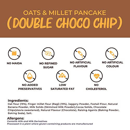 Image of Foodstrong Oats and Millets Double Choco Chip Pancake Mix, High Protein & Fibre, No Maida, No Refined Sugar - Made With Jaggery, Eggless Instant Breakfast Mix 250G (Pack Of 2)