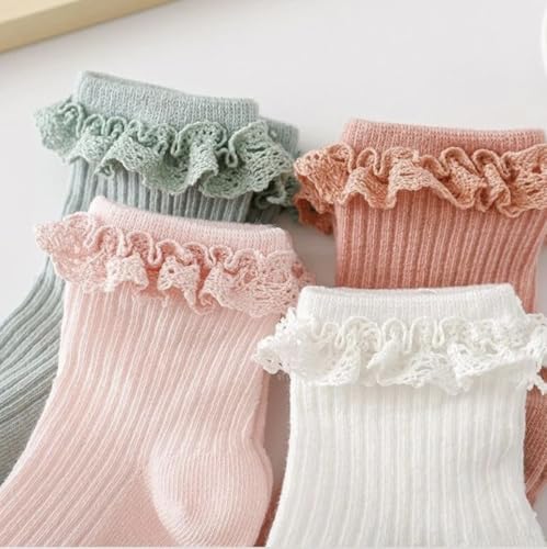Image of heartbury Cute and Colorful 100% Cotton Baby Girls Anti Slip Socks Frill &Ruffle Socks for Baby Girls, Grip socks for Baby