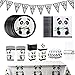 Amycute 65 Piezas 10 niños Vajilla de Animals Fiesta de Cumpleaños Panda niños de cumpleaños Vasos Platos para Cumpleaños de niños, Fiesta Deco, Baby Shower