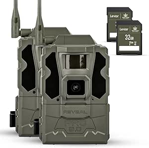 TACTACAM Reveal Pro 3.0 Cellular Trail Camera - Multi-Cellular Network, GPS, 2" LCD, No-Glow IR, Wi-Fi Enabled, HD Photos & 1080p Videos, Long Battery Life, Fast Trigger (2PK) + Two 32GB SD Cards asin的图片