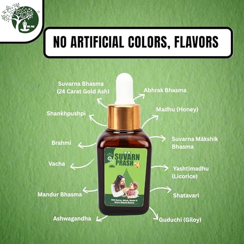 Image of MR. YOG Suvarna Prash Drops Ayurvedic Liquid - 30ml | Herbal Supplement for Natural Healthy Growth & Immunity Boosting for Kids 0-16 Years Old | Pack of 1
