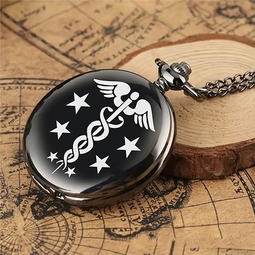 Image of Vintage Gandhi Style Pocket Watch with Engraved Designs & Messages Royal Black Analog for Men Women & Kids Includes Key Ring for car or Bike Keys Ideal Gift