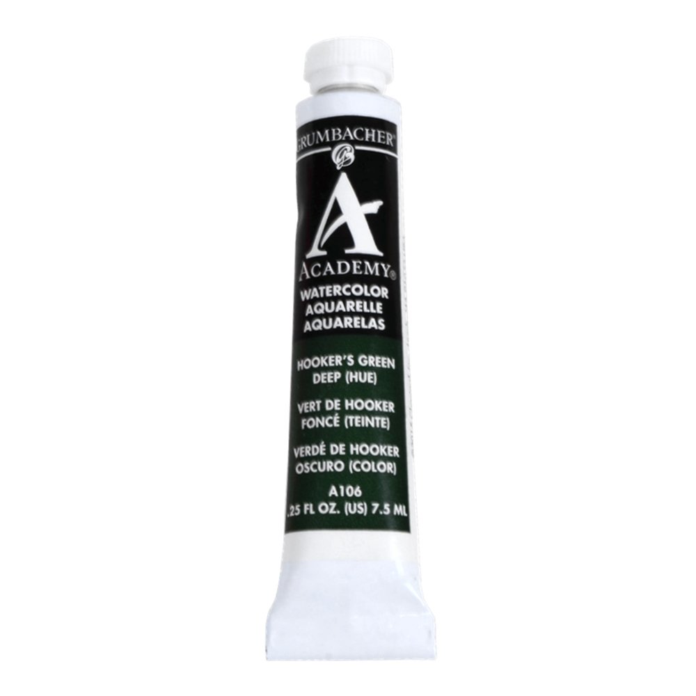 Chartpak Grumbacher Academy Watercolor Paint 7.5ml Tube: Hooker's Green Deep Hue
