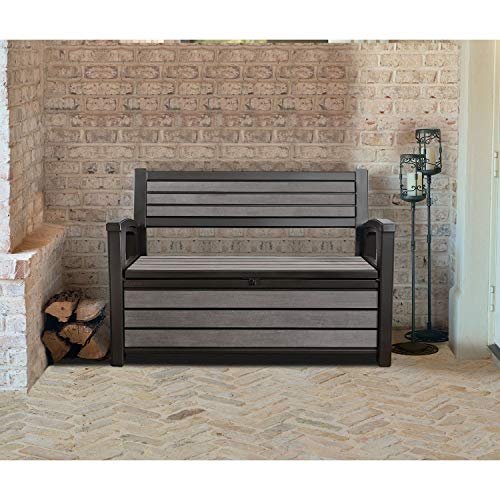 Keter Hudson Plastic Storage Bench Deck Box Garden Outdoor Store