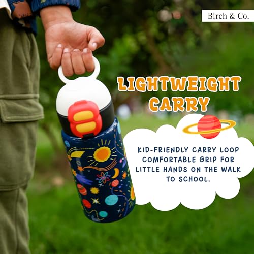 Image of Kids Water Bottle - Water Bottles for School - Dualcap Sipper WaterBottle for Kids - Waterbottle for Girls and Boys, Stainless Steel 316, Spill-Proof, BPA-Free, Perfect for School and Play, Space