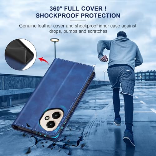 Image of Jasonyu Cover for Honor 400 Flip PU Leather Case, Book Wallet Cover, Stand Function, Magnetic, Card Slots, TPU Bumper Case (Blue)