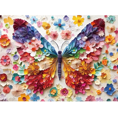 500 Piece Puzzles for Adult,Colorful Butterfly Flower Puzzle for Teens Adults Seniors,Recycled Paper Unique Fun Cool Jigsaw Puzzle,Challenging Family Game Gifts for Friends Men Women Seniors,20.5*15In