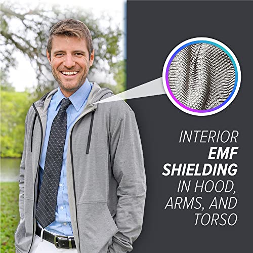 DefenderShield EMF Radiation Protection Zip-Up Jacket - Soft, Stretchy, Performance Fabric RF Shielding Silver Fabric Lining3