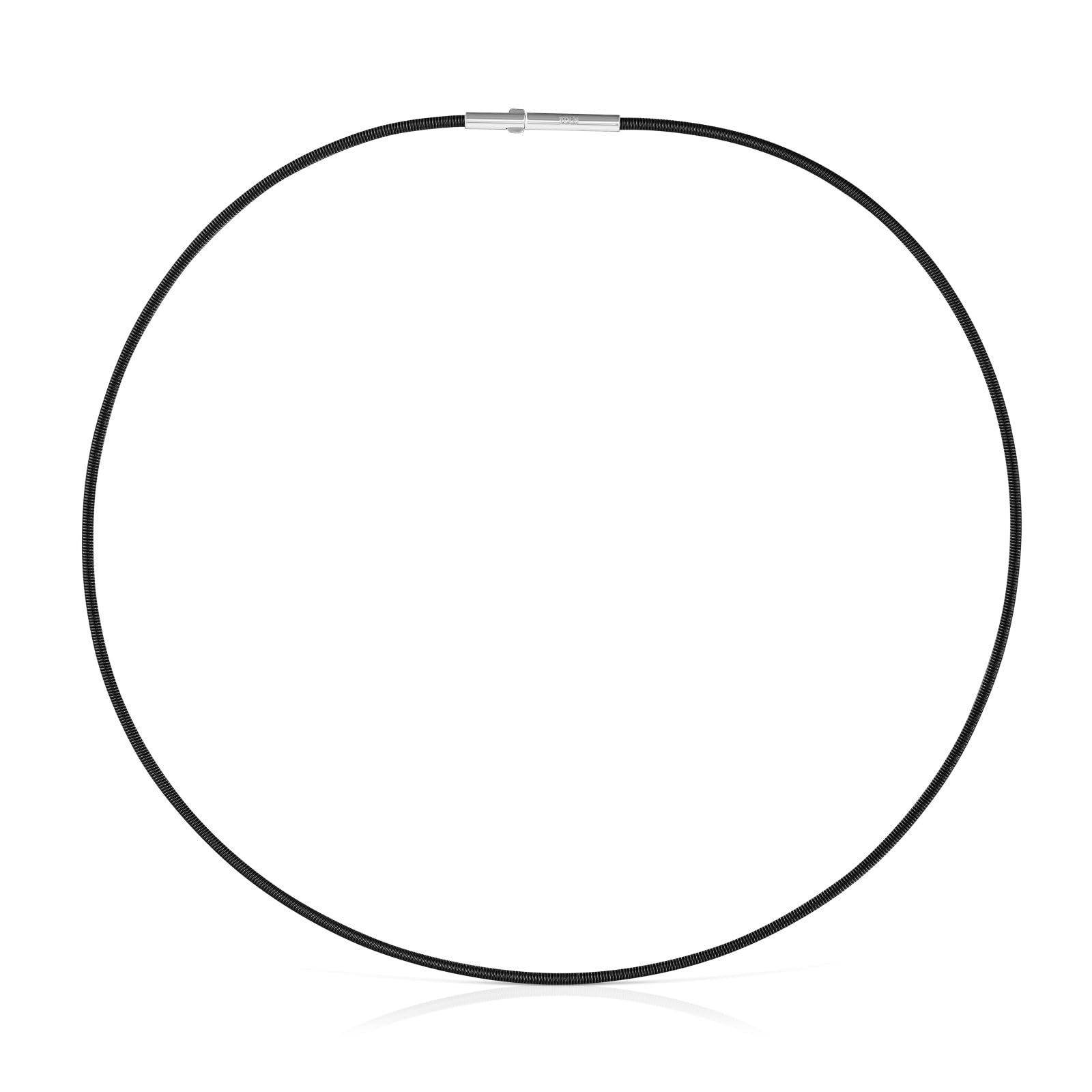 TOUS Collar para Mujer de Acero IP Negro 2 mm, Colección Mesh Tube