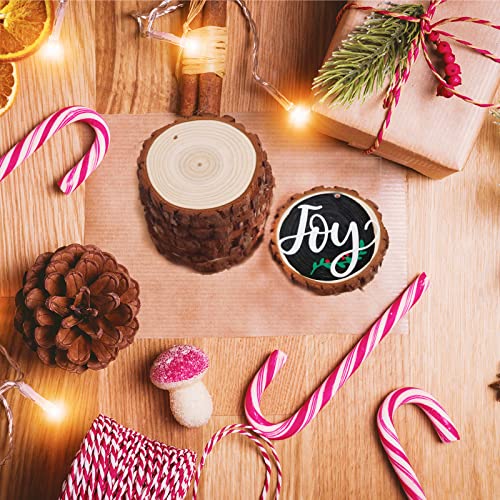 Senmut Wood Slices 30 Pcs 3.5-4.0 Inch Natural Rounds Unfinished Wooden Circles Christmas Wood Ornaments For Crafts Wood Kit Predrilled With Hole Wood Coasters, Craft Supplies For Diy And Painting #TOP5