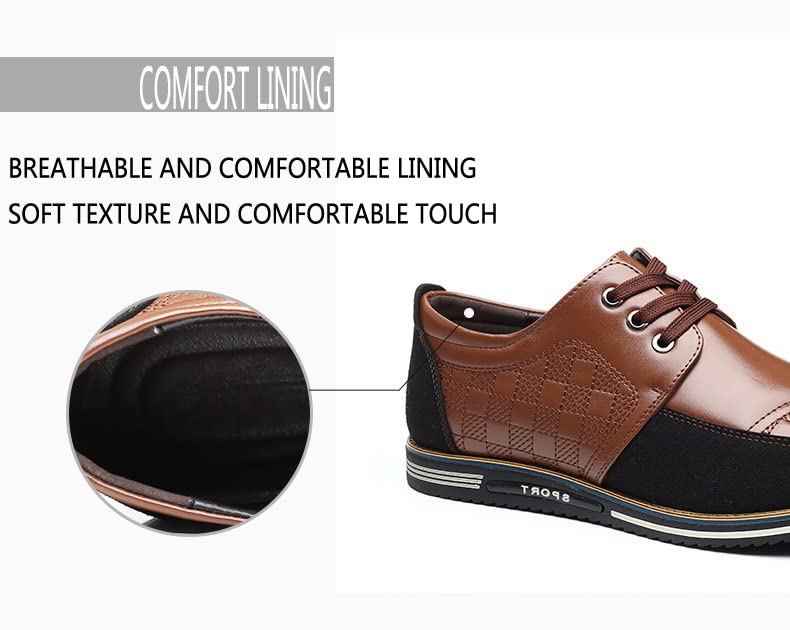 Men's Leather Lace Up Casual Oxford Shoes Fashion Business Luxury Dress Derby Shoes Formal Comfort Soft Walking Shoes Flats4