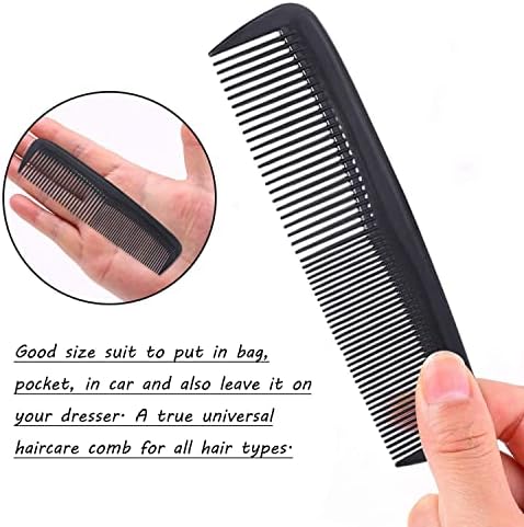 12 PCS Hair Combs Set, Colorful Plastic Pocket Combs Pearlescent Effect Fine Dressing Styling Combs Fine and Wide Tooth Cutting Combs for Women and Men, Salon and Hotel Hair Care Tool-Black