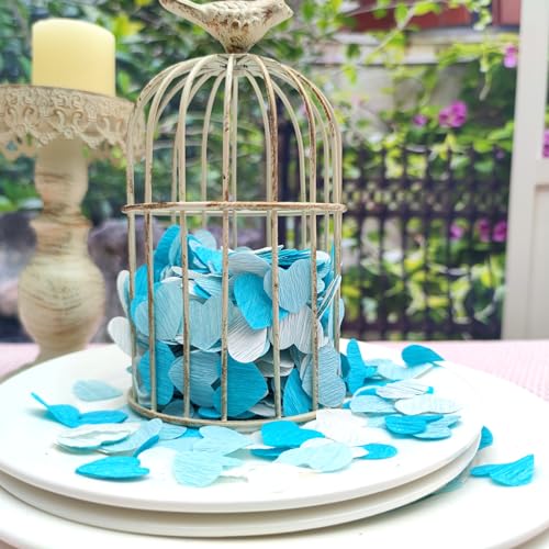 Image of Blue White1 inch Heart Confetti for Table Decor for Baby Shower Men's Birthday Graduation Wedding Kids Boys Baby 1st Birthday Tea Party Decorations 1000Count