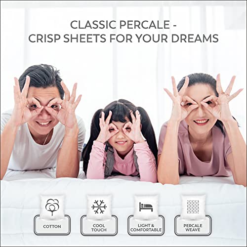 Color Sense Hotel Percale 100% Cotton Bed Sheet Set, Full Dark Gray, Cooling Sheets For Hot Sleepers, With Elasticized Deep Pocket, 4 Piece Bedding Set - 1 Flat, 1 Fitted Sheet And 2 Pillowcases #TOP4