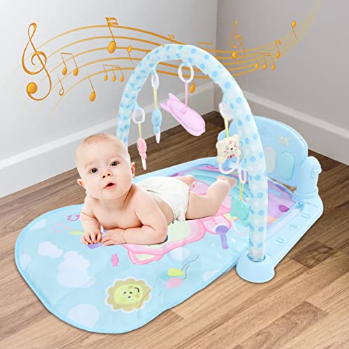 Baby Gym Speelkleed, Baby Activiteit Gym Mat met Muziek Tummy Time Gewatteerd Speelgoed Baby Speelkleed Cadeau (Blauw) - Afbeelding 5
