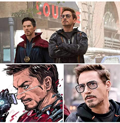 Image of Spider Man Glasses Vintage Square Metal Frame for Men Women Sunglasses Classic Downey Iron Man Tony Stark Shades (Men, Women)