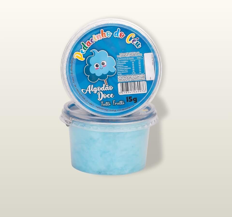 kit 15uni Algodão Doce no Pote para Lembrancinha, festa e decoração soboroso e encandador (Azul -Tuti-frut)