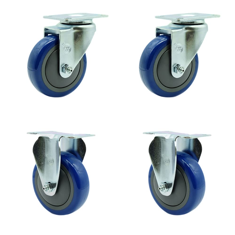 Stainless Steel Polyurethane Swivel Top Plate Caster Set of 4 w/4