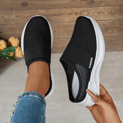 Orthopedic Shoes for Women 2025 Backless Walking Sneakers Summer Slip-On Mule Mesh Diabetic Shoe Arch Support Open Back Slip On Slides4