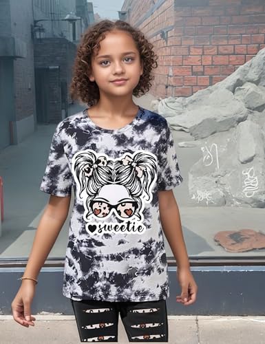 Image of Girls Clothes Short Sleeve Tie Dye Top Shorts and Pants 2PCS Girls Summer Outfits Size 6-16
