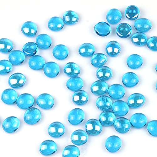 Venivic - Canicas de cristal plano (200 unidades), diseño de piedras preciosas de cristal para decoración del hogar, relleno de jarrón, mesa de boda y decoración de acuario (cuentas azules)