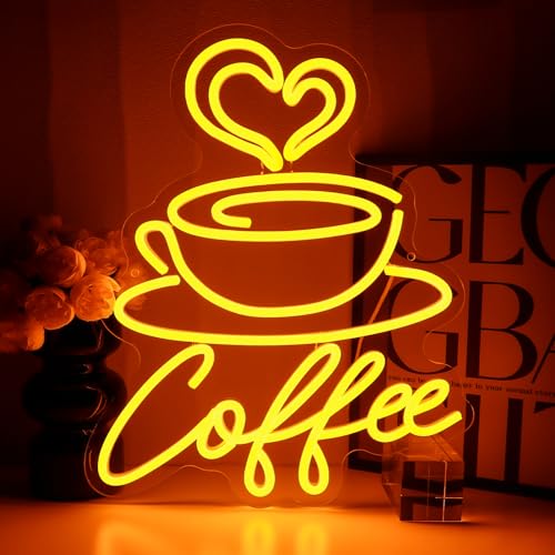 PMCVYH Coffee Neon Sign for Wall Decor, Led Coffee Bar Sign for Wall, USB Dimmable Neon Lights for...