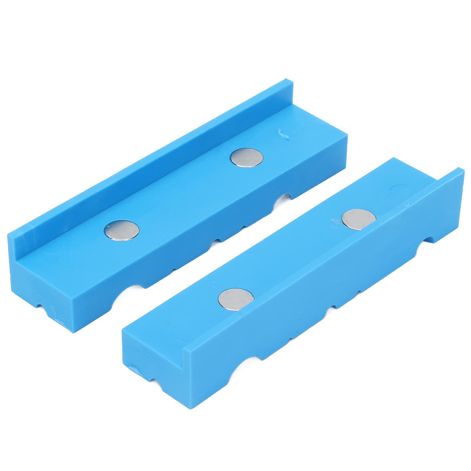 2Pcs Vise Jaw ABS 5.5in Magnetic Vice Protective Grooved Cover Pad Set for Clamping Light Blue