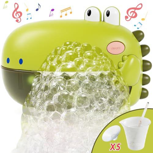 Image of Lehoo Castle Baby Bath Toys, Automatic Bath Bubble Machine, Dinosaur Bathtub Bubble Maker with 12 Songs, Bath Toys for Kids Ages 1-3, Gift for Boys Girls