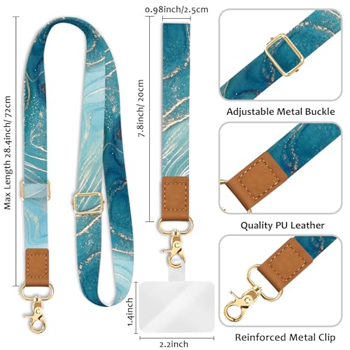 Image of Piefly Cell Phone Lanyard Crossbody Wrist Strap Adjustable for Women Marble | Travel Daily Cruise, Around the Neck, Hands-free, Universal, Fit Keys ID badge, Accessories, Compatible with Most Smartphones