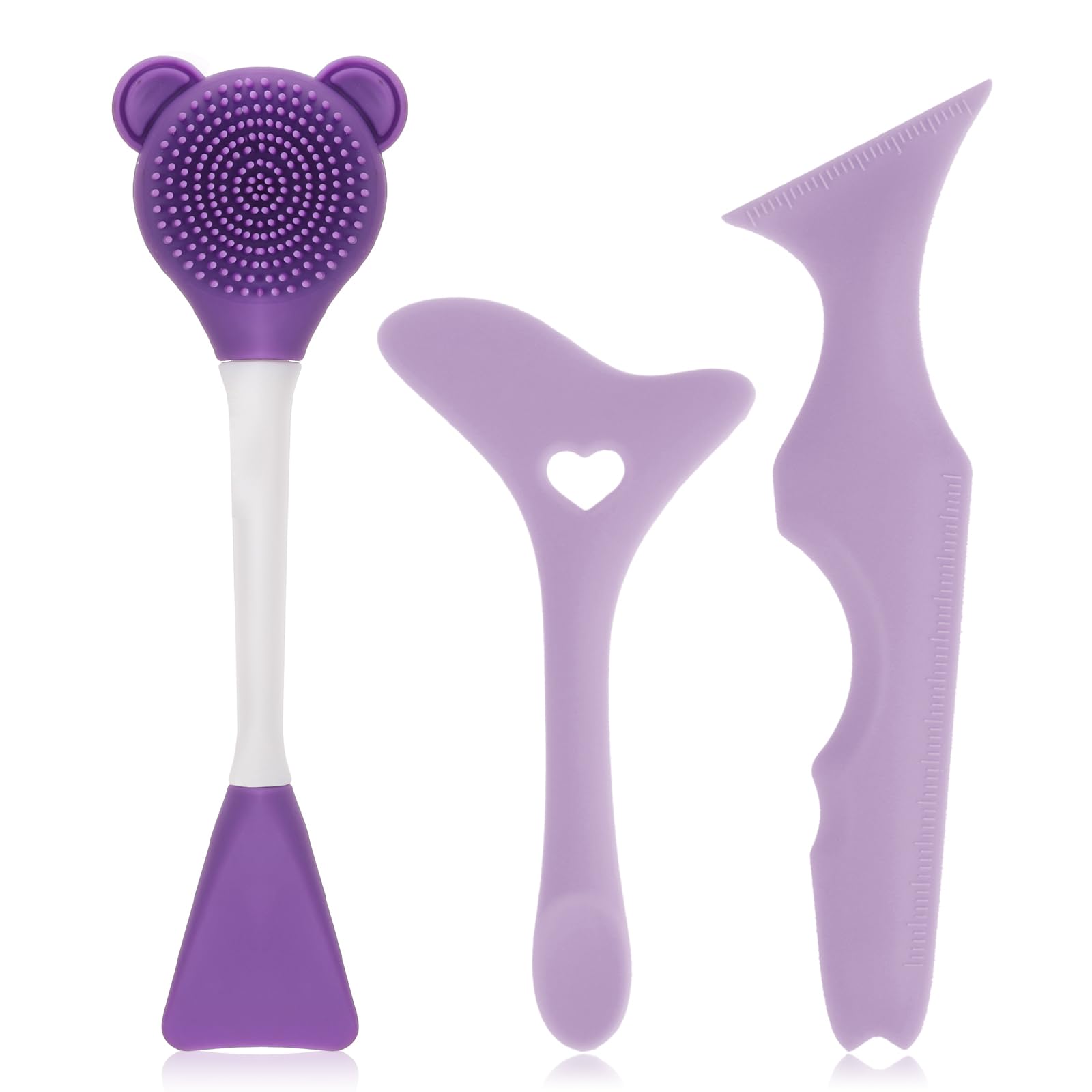 WLLHYF 3 plantillas de delineador de ojos de silicona, herramienta 5 en 1, sombra de ojos, máscara de máscara, almohadillas protectoras reutilizables, delineador labial, juego de herramientas de
