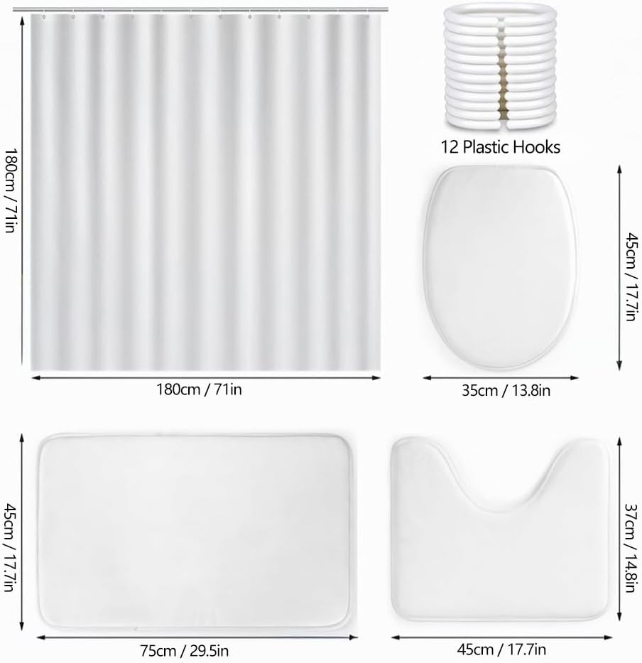 Gorgeous Feathers Peacock 4 Pcs Shower Curtain Sets, Burning Flame Background 3D Pattern Shower Curtain with 12 Hooks, Bath Non-Slip Rugs Toilet Lid Cover U Shaped Mat, Bathroom Decor Set