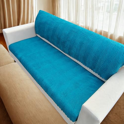 Image of Homerz Premium Velvet Sofa Cover Panel | Soft & Velvety Fabric | Rich Vibrant Colours | Sofa Protector for Living Room (Teal, 6 (3+2+1) Seater, Only Seat Cover)