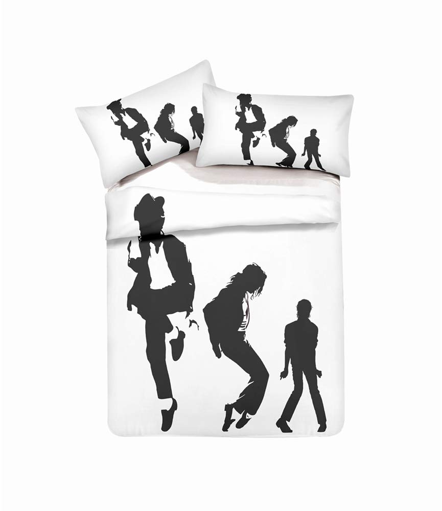 Ste-X Duvet Cover Set 3D Fashion Dancer Michael Jackson Pattern Bedding Set for Teen Kids Personalized Design Quilt Cover and Pillowcase Bedroom Decorative Bed Set (Single(135x200cm),dance)