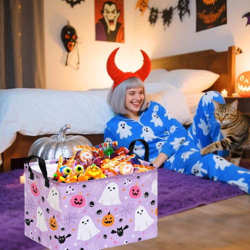 Image of Halloween Storage Basket Home Shelf Basket Rectangle Organizer Box Clothes Laundry Hamper Nursery Bin Gift Laundry Basket with Handles