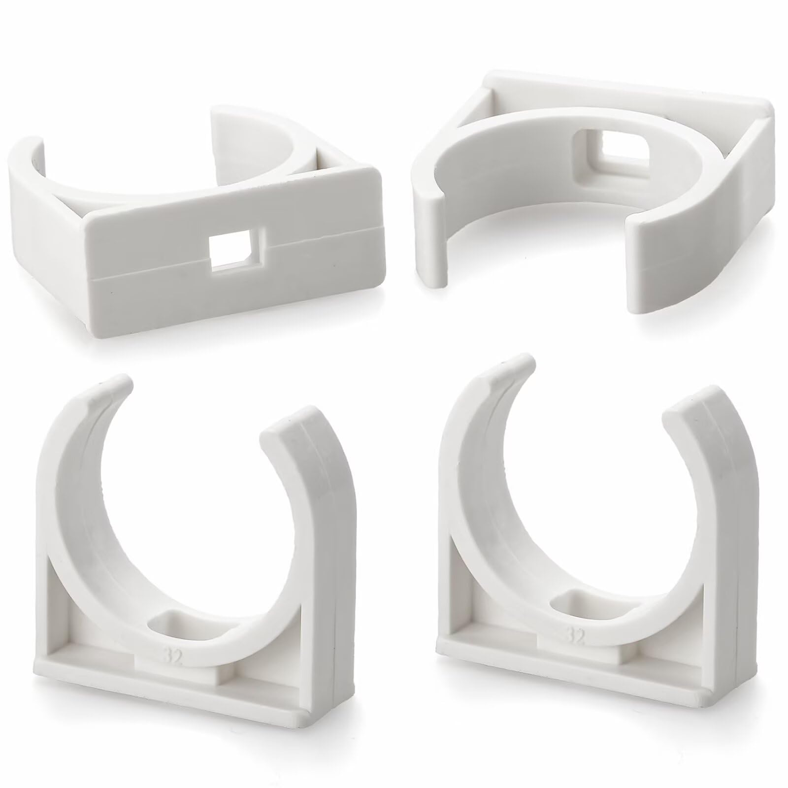 16mm/0.63" (50 PCS) U-Shaped PVC Pipe Clamps (White), Hose Hanger Support, High Strength for Home Plumbing, TV Trays, Water Supply, Garden Tubing, PEX