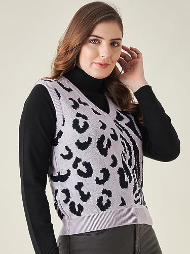 Image of Modeve Printed V Neck Sleeveless Sweater for Women||Winterwear||