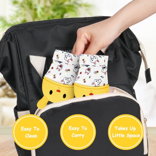 Image of 2Pack Silicone Teething Mitt, Rabbit Baby Teething Toy for 0-6 6-12 Months, Food Grade Silicone Infant Teething Mitten, BPA-Free Baby Chew Toys for Pain Relief, Sucking Needs