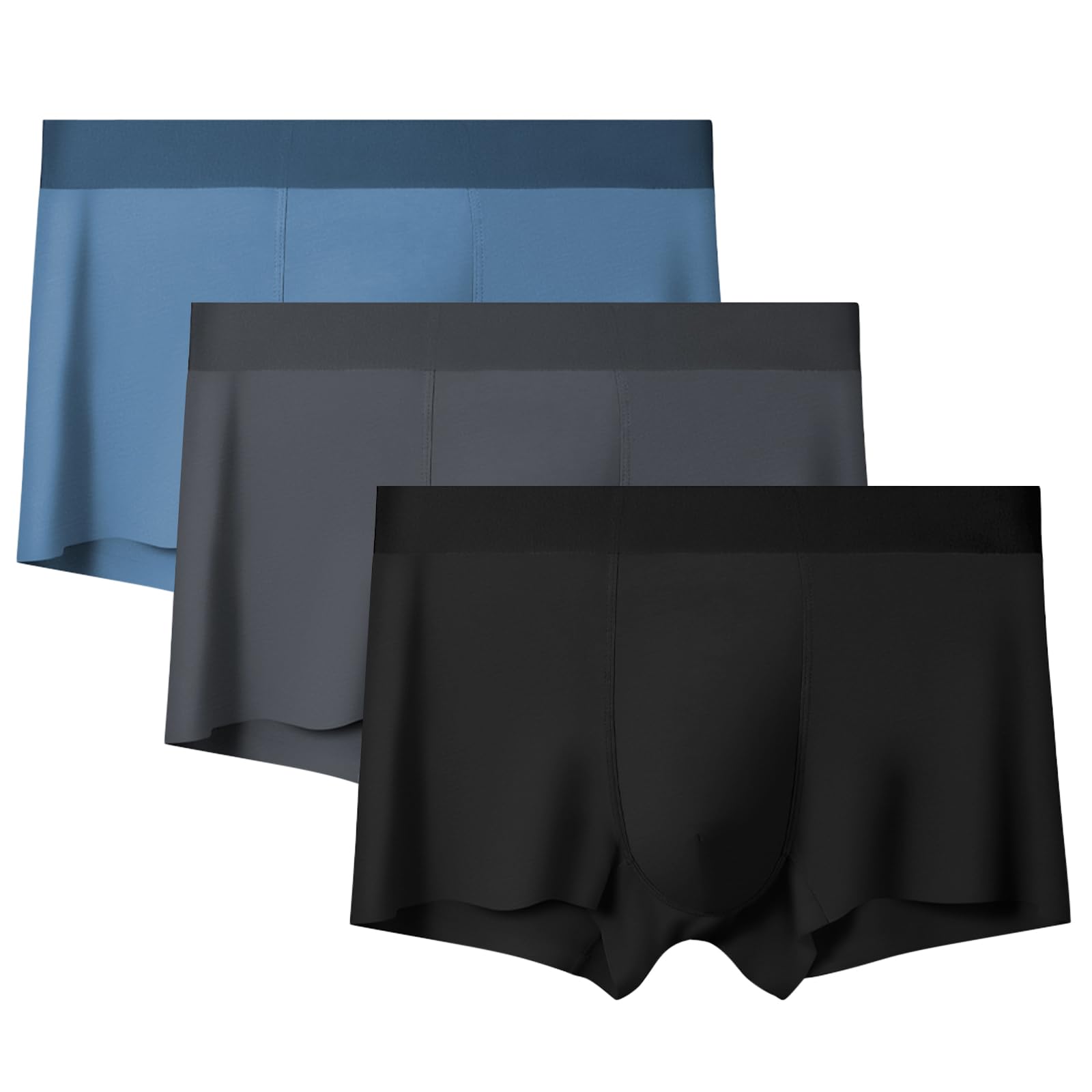 BROKIGMens Modal Soft Underwear Trunks,Bamboo Mens Boxer Briefs Stretch Underpants with Trackless Waistband,Pack of 3