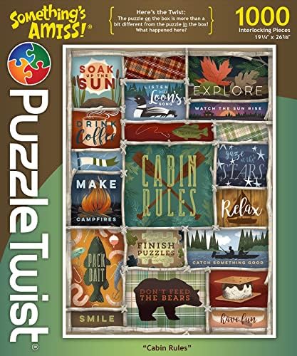 PuzzleTwist Jigsaw Puzzle | "Cabin Rules" | Something's Amiss! Series | 1000 Pieces | Vacation Nature Family Pastime