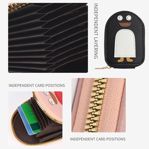 Cute Penguins PU Credit Card Coin Wallet, Penguin Credit Card Wallet, Penguin Credit Card Holder, Creative Cartoon Penguin Accordion Card Wallet, Portable PU Leather Penguin Wallet (2PCS-C)3