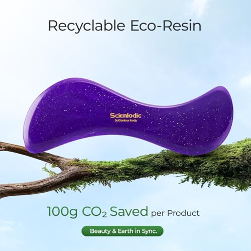 Image of Scienlodic 2 Pcs Gua Sha Massage Tools for Face & Body (Purple, Resin) - Guasha Scraping Tool for Jawline Contouring, Puffiness Reduction, Neck, Shoulders, Arms & Calves Relaxation
