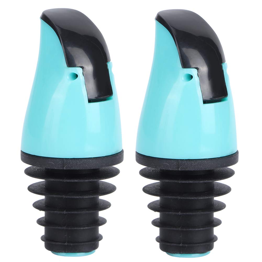 Boquilla Aceitera, 2 Piezas Boquillas de Aceite de Oliva, Boquilla Dispensadora de Aceite, Vertedor para Botellas con Tapón Anti Goteo para Bebidas, Cócteles, Vinagre y Vino, Silicona y ABS, azul