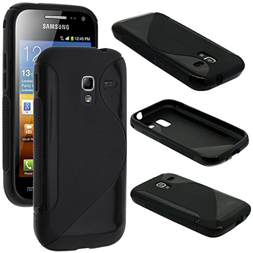 ebestStar - Coque Compatible avec Samsung Ace 2 Galaxy i8160, S7560M Etui Housse Silicone Gel TPU Souple Motif S-Line, Noir [Appareil: 118.3 x 62.2 x 10.5mm, 3.8'']