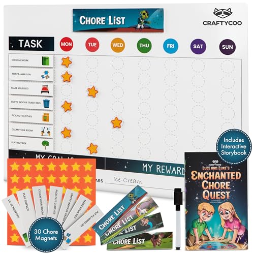 CRAFTYCOO Magnetic Dry Erase Chore Chart for Kids...