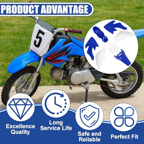 Image of Podoy CRF50 Body Fender Kit for Compatible with XR50 XR 50 CRF 50 SDG SSR Pit Dirt Motor Trail Bike Black with Bolt Work Fairing Plastic (Blue)